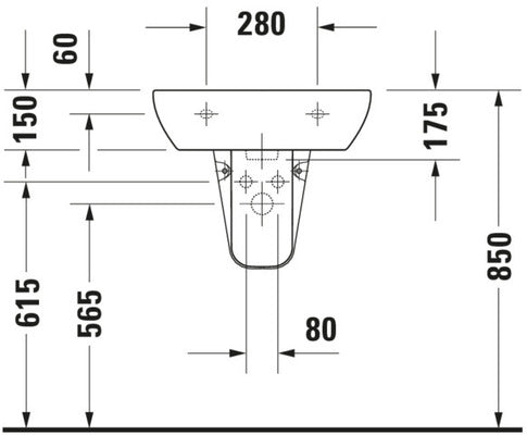 Duravit D-Code Keramik Waschtisch wandmontage