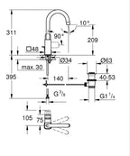 Grohe Cubeo Einhand-Waschtischarmatur L-Size