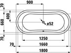Laufen Thallium Duo Oval-Badewanne mit 2 Rückenschrägen