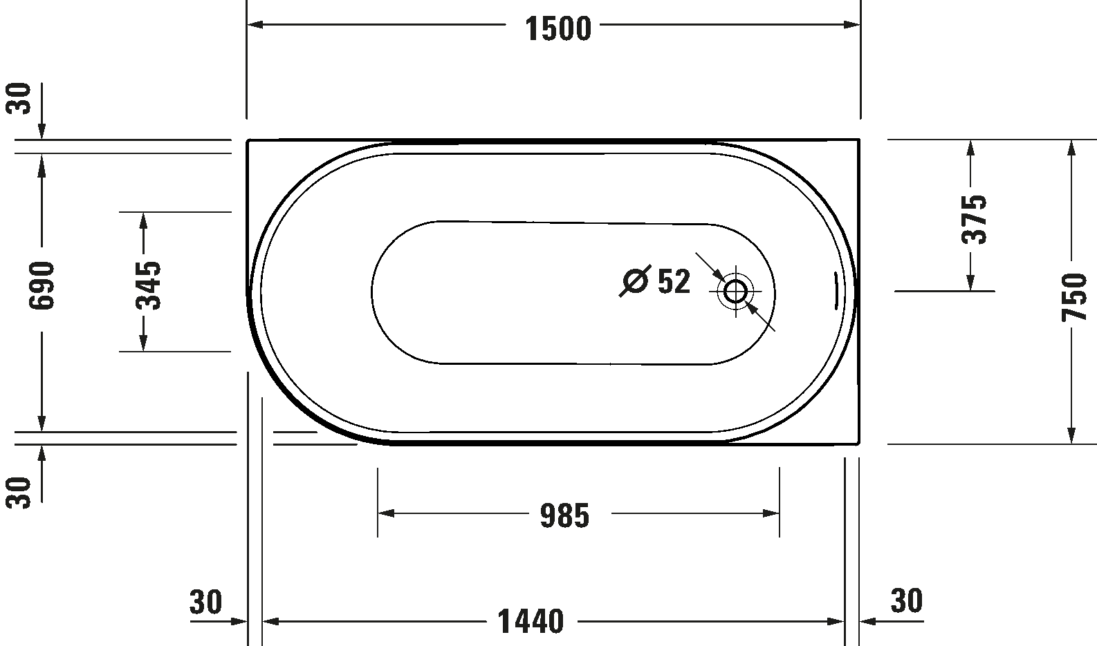 Duravit DuraSenja Eck-Badewanne mit Schürze