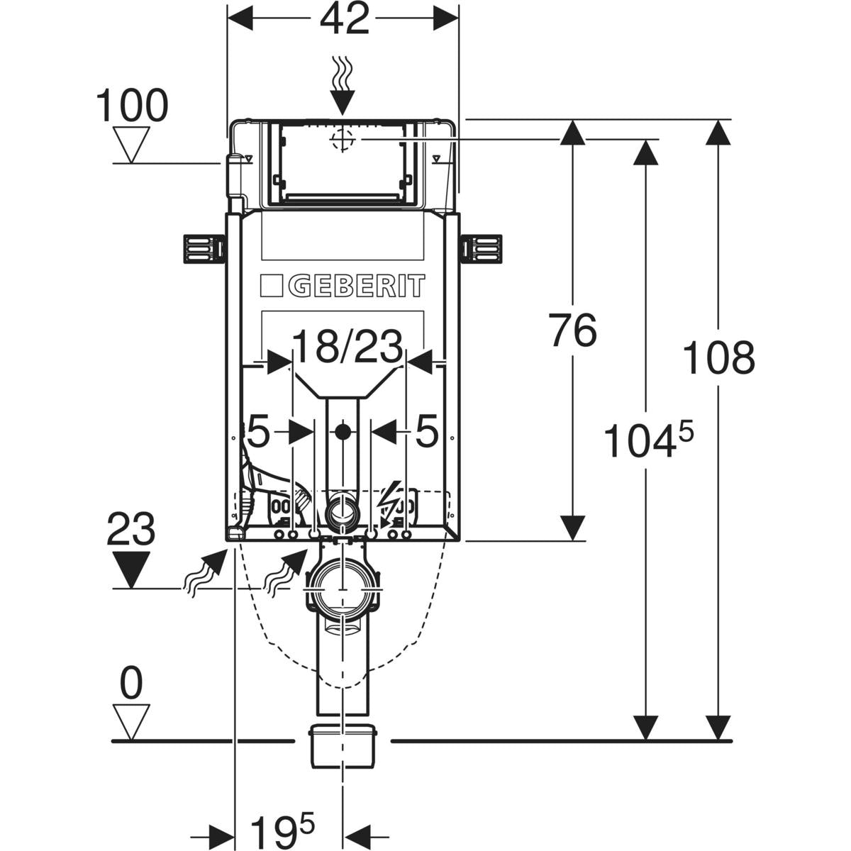 Geberit Kombifix Montagemodul 108 cm für Wand- und Dusch-WC
