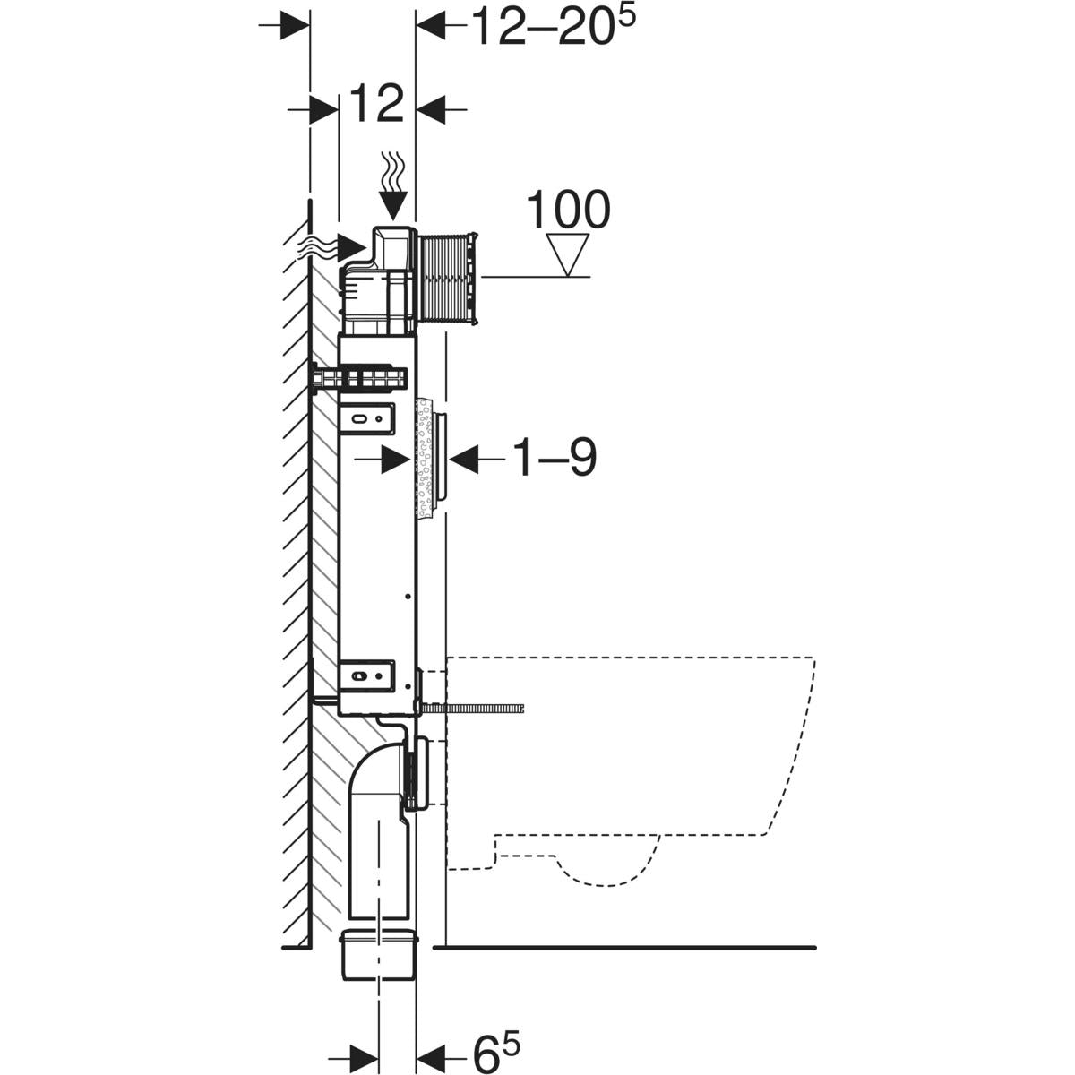 Geberit Kombifix Montagemodul 108 cm für Wand- und Dusch-WC