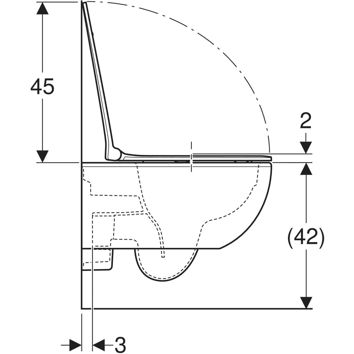 Geberit Vitelle Wand-WC Tiefspüler spülrandlos mit Deckel