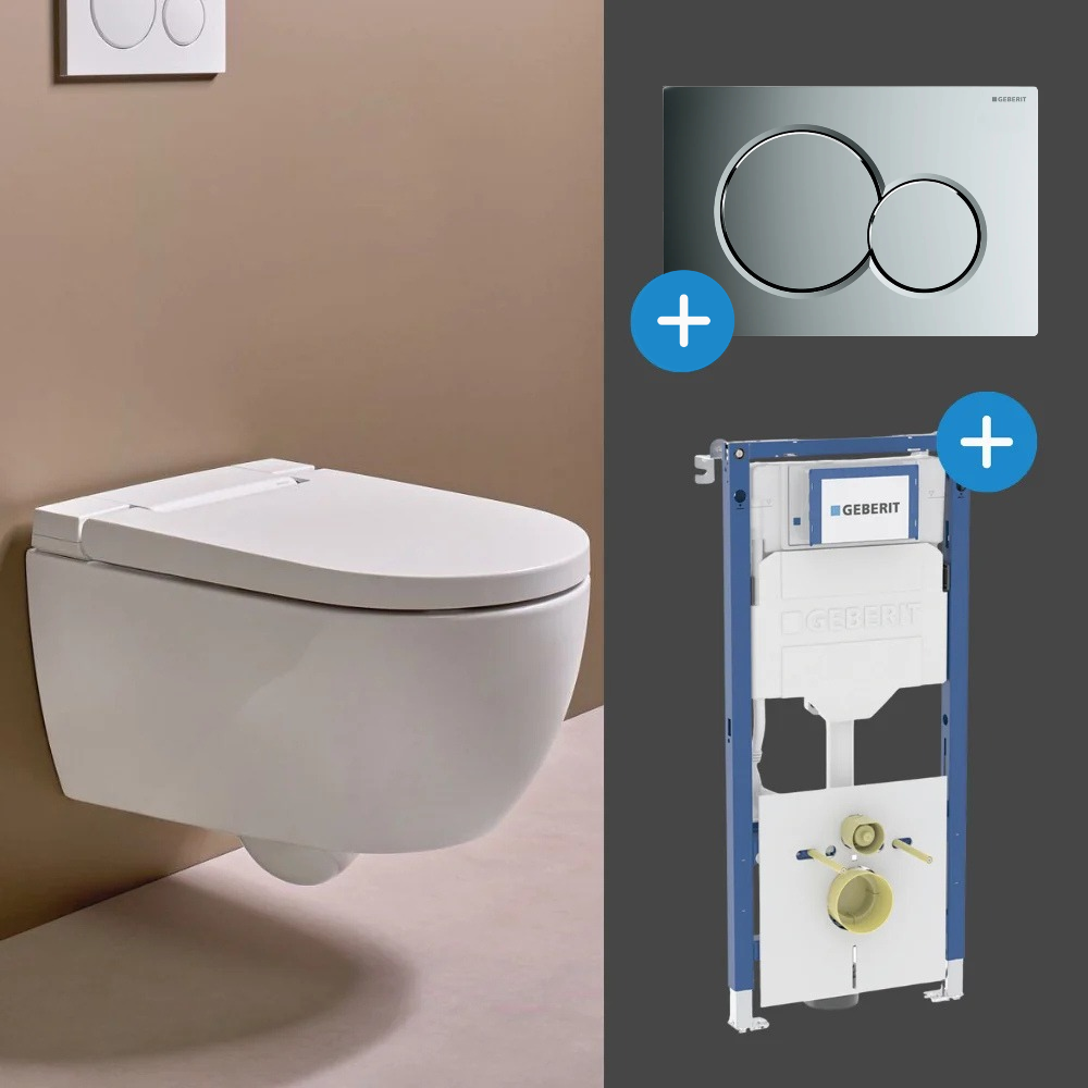 Komplett Set Geberit Alba Dusch-WC mit Duofix Montagemodul
