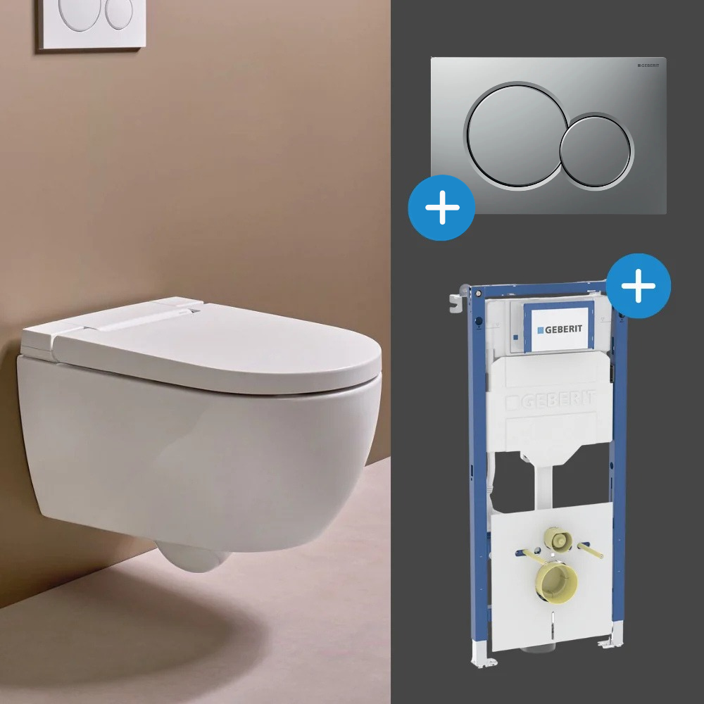 Komplett Set Geberit Alba Dusch-WC mit Duofix Montagemodul