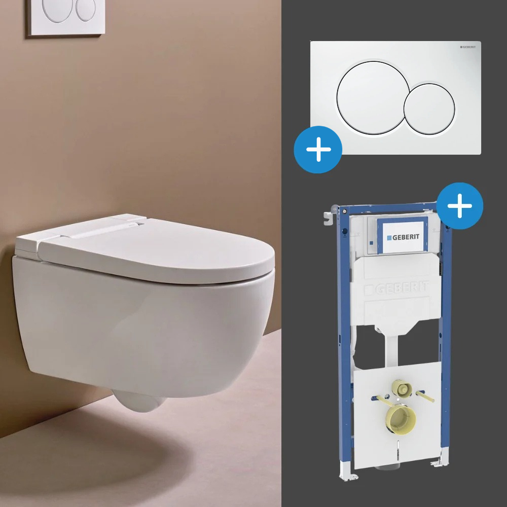 Komplett Set Geberit Alba Dusch-WC mit Duofix Montagemodul