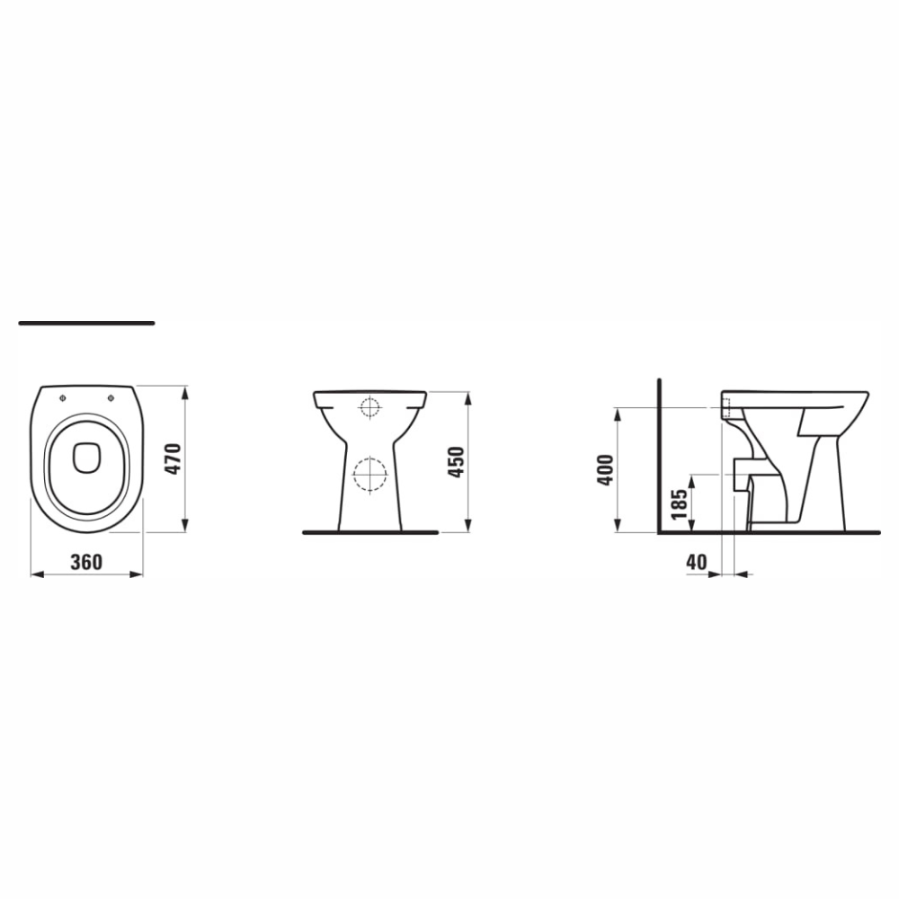 Laufen Pro Stand-WC Comfort Tiefspüler mit Spülrand waagrechter Abgang