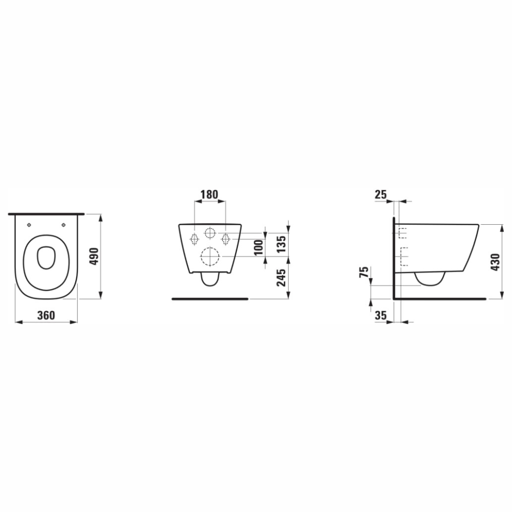 Laufen Meda Wand-WC Compact Tiefspüler rimless Silent Flush ohne Deckel