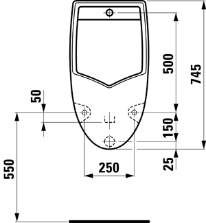 Laufen Taro Nova Urinal Wasserzulauf hinten verdeckt