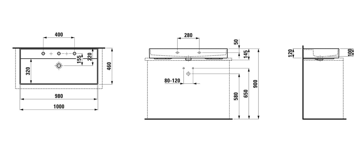 Laufen Kartell Aufsatz-Waschtisch (1000x460x145mm)