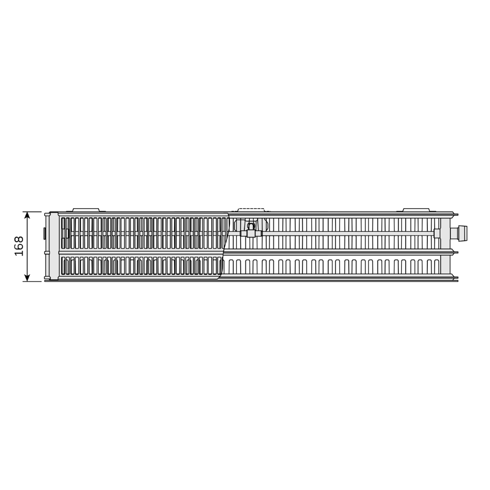 Vogel & Noot T6 Typ 33PM Plan Heizkörper Tiefe 168 mm mit Mittelanschluss
