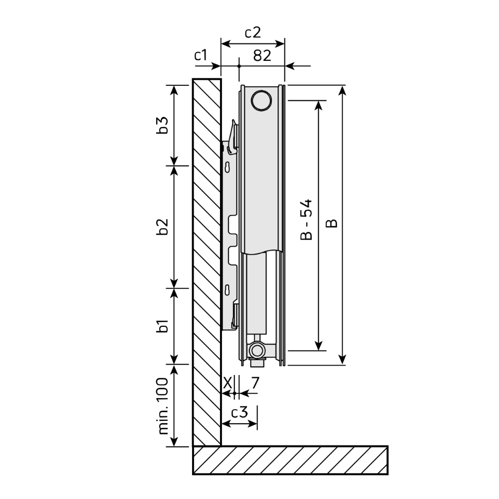 Vogel & Noot T6 Typ 21PM-S Plan Heizkörper Tiefe 82 mm mit Mittelanschluss