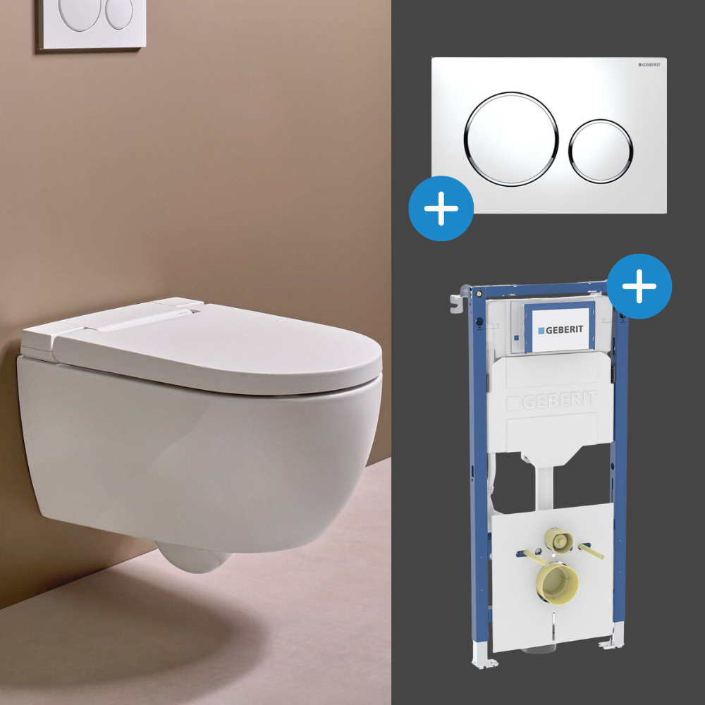 Komplett Set Geberit Alba Dusch-WC mit Duofix Montagemodul