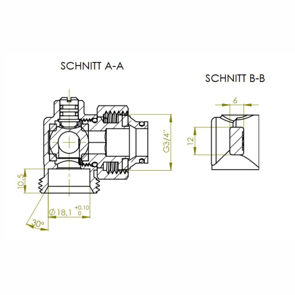 COSMO Zweirohr-Hahnblock 3/4" AG Konus lose DN 20 Eckform