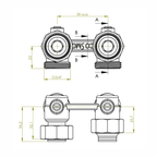 COSMO Zweirohr-Hahnblock 3/4" AG Konus lose DN 20 Eckform