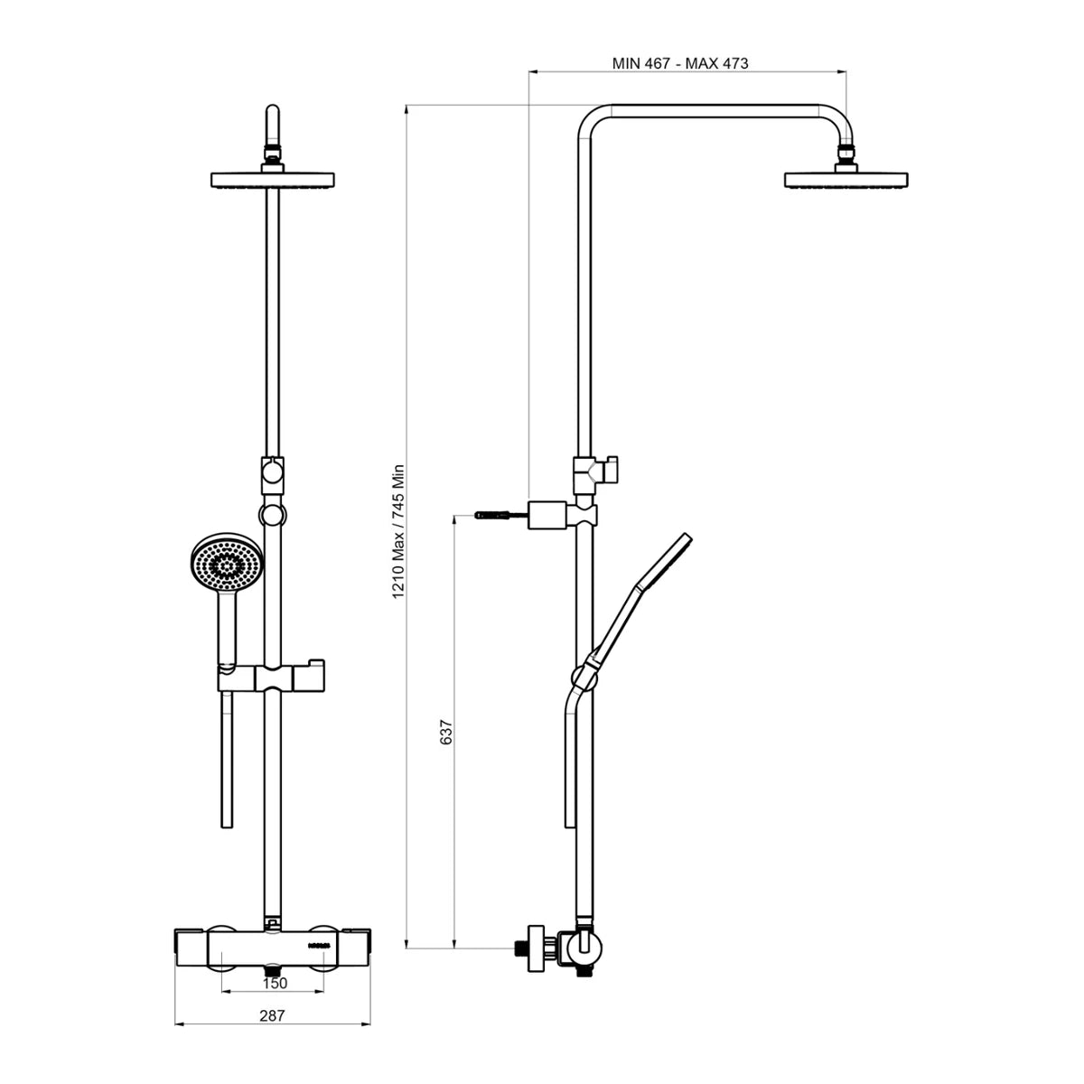 ALVA Spa Duschsystem mit Thermostat und Handbrause
