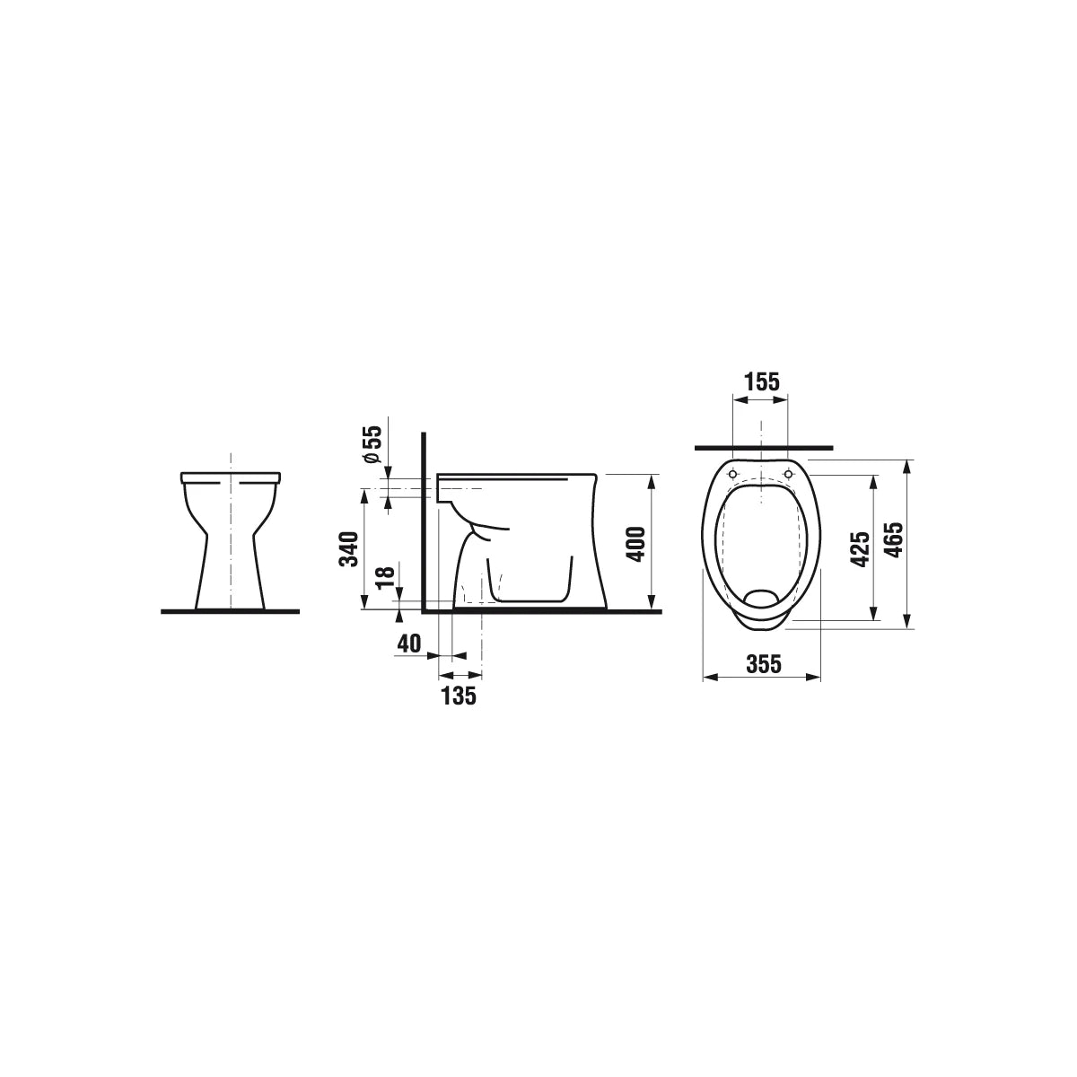 ALVA Una Stand-WC Flachspüler mit Spülrand