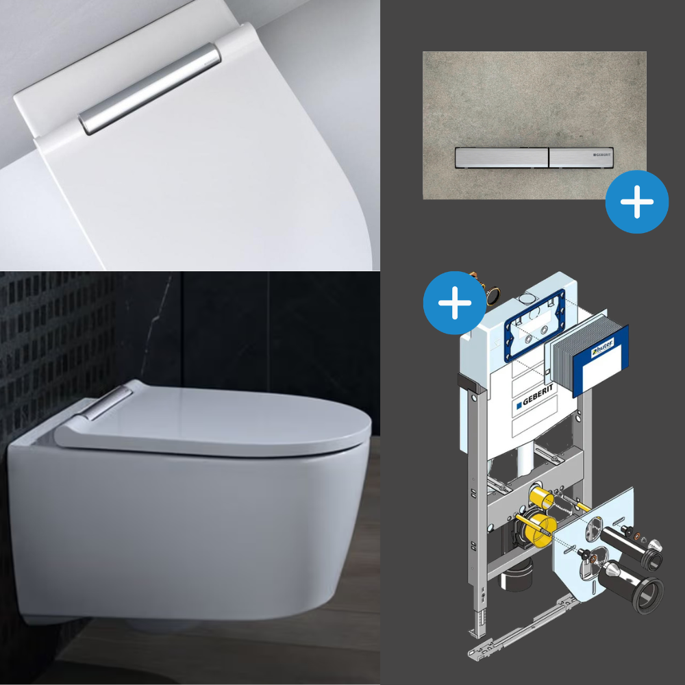 Komplett Set Geberit One Wand-WC TurboFlush mit Huter Montagemodul