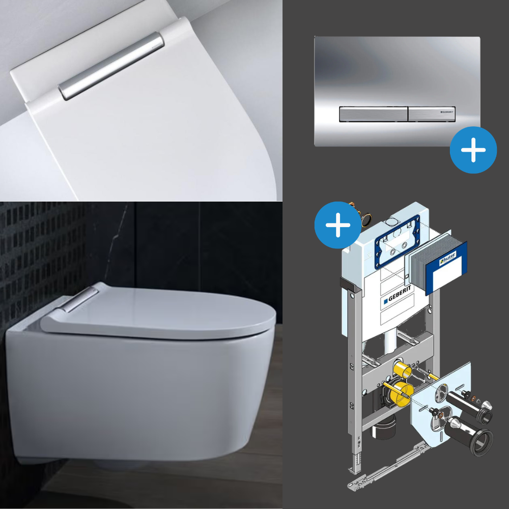 Komplett Set Geberit One Wand-WC TurboFlush mit Huter Montagemodul