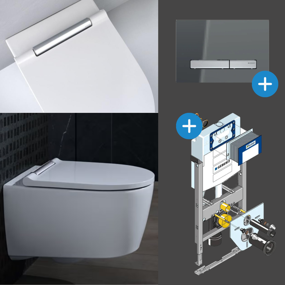 Komplett Set Geberit One Wand-WC TurboFlush mit Huter Montagemodul