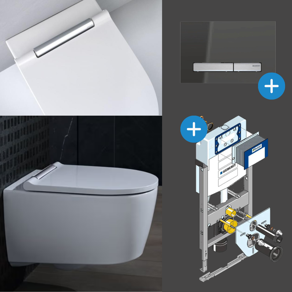 Komplett Set Geberit One Wand-WC TurboFlush mit Huter Montagemodul