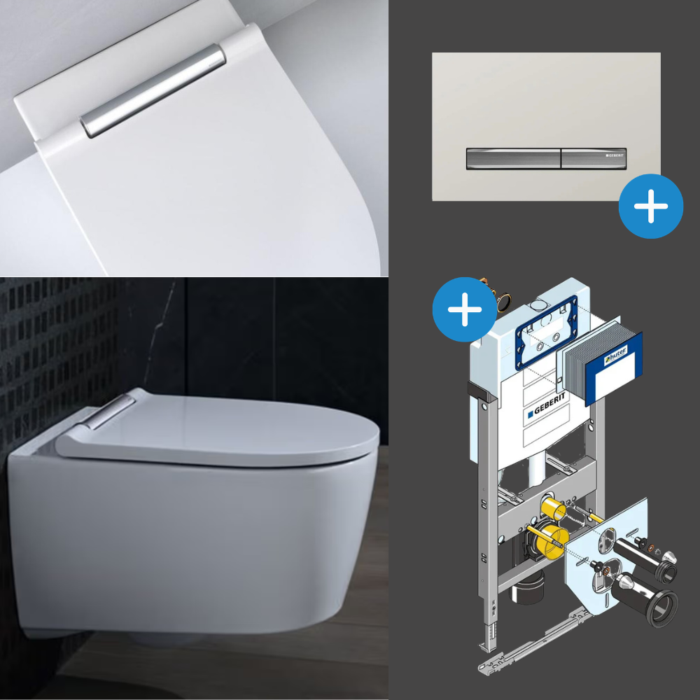 Komplett Set Geberit One Wand-WC TurboFlush mit Huter Montagemodul