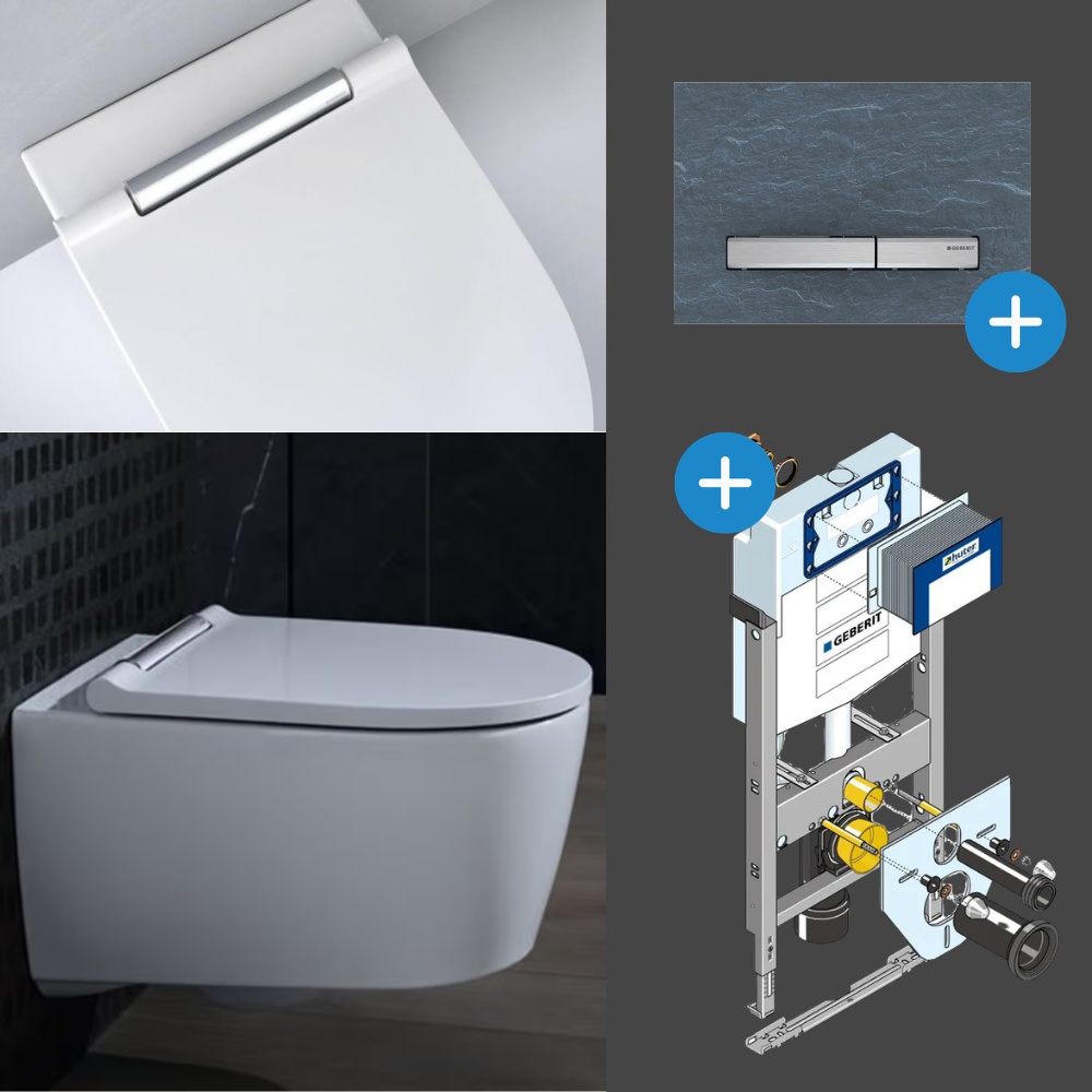 Komplett Set Geberit One Wand-WC TurboFlush mit Huter Montagemodul