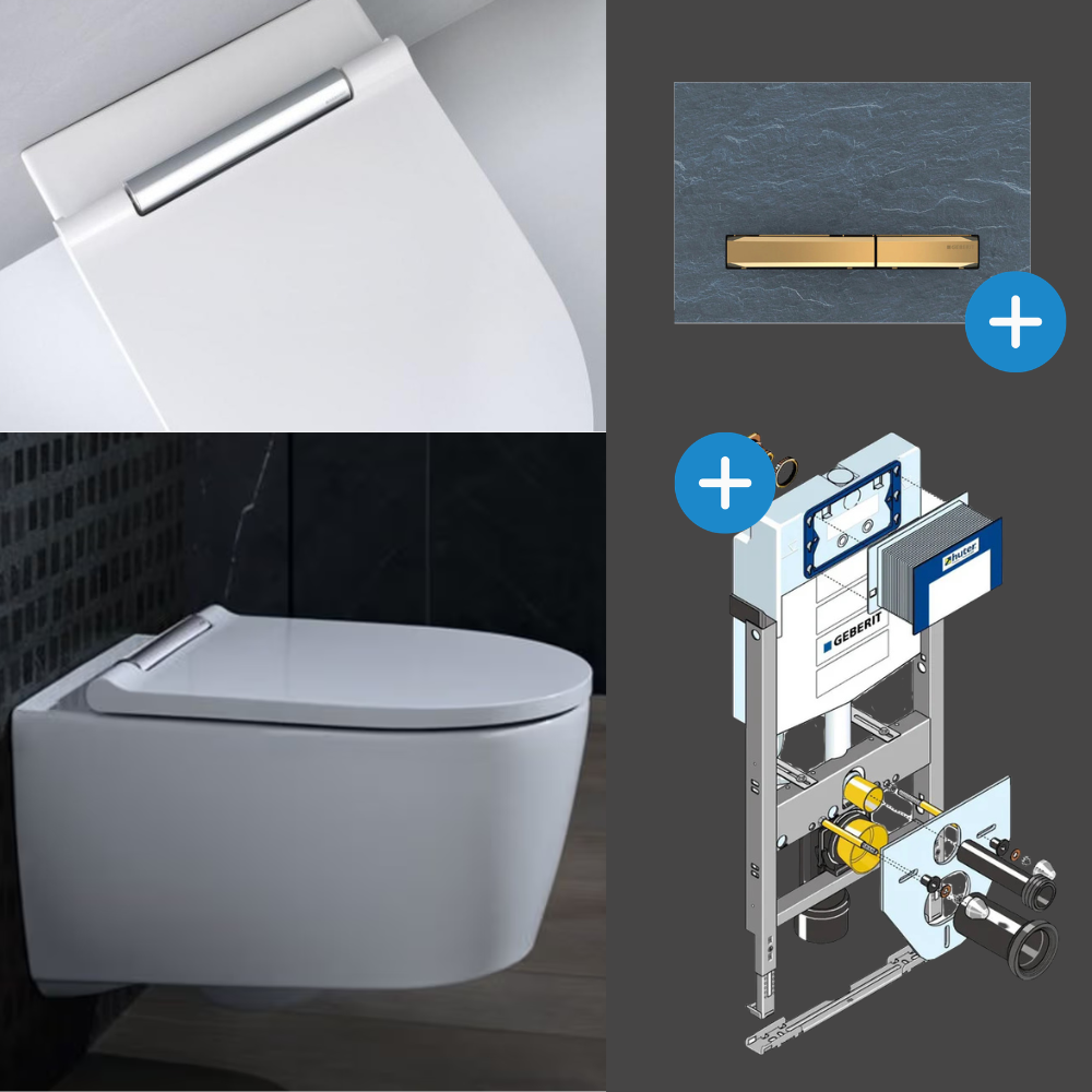 Komplett Set Geberit One Wand-WC TurboFlush mit Huter Montagemodul