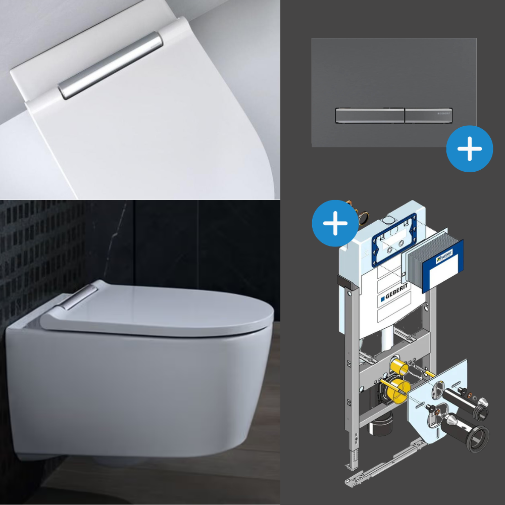 Komplett Set Geberit One Wand-WC TurboFlush mit Huter Montagemodul
