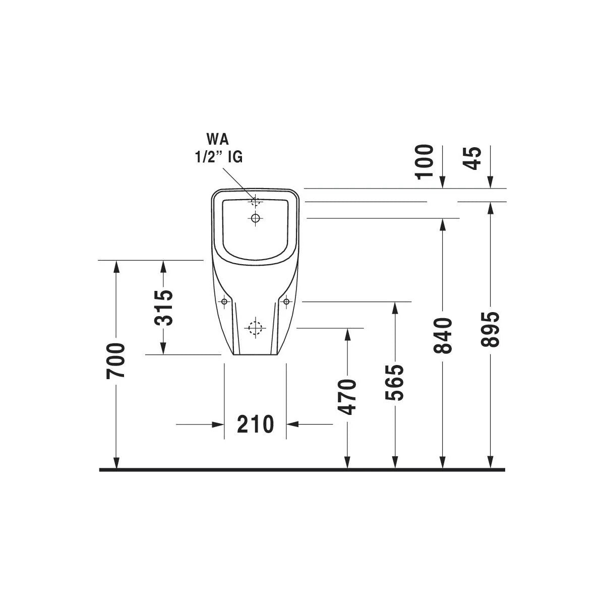 Duravit D-Code Urinal Wasserzulauf hinten verdeckt