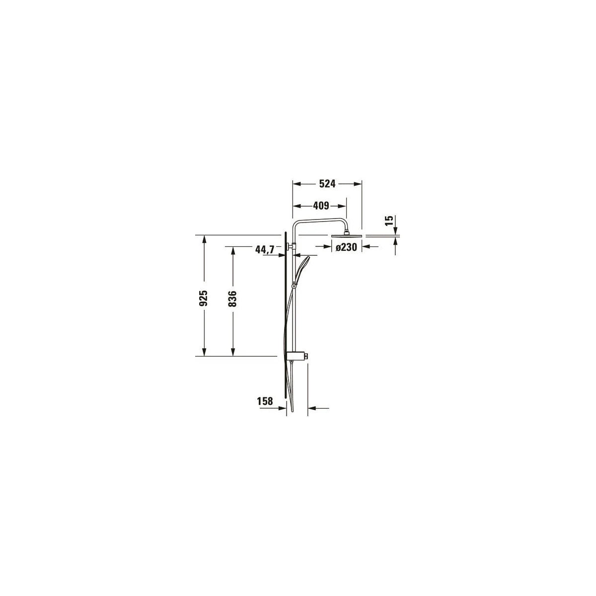 Duravit Shelf Shower System 1050 Minus Flow Duschsystem