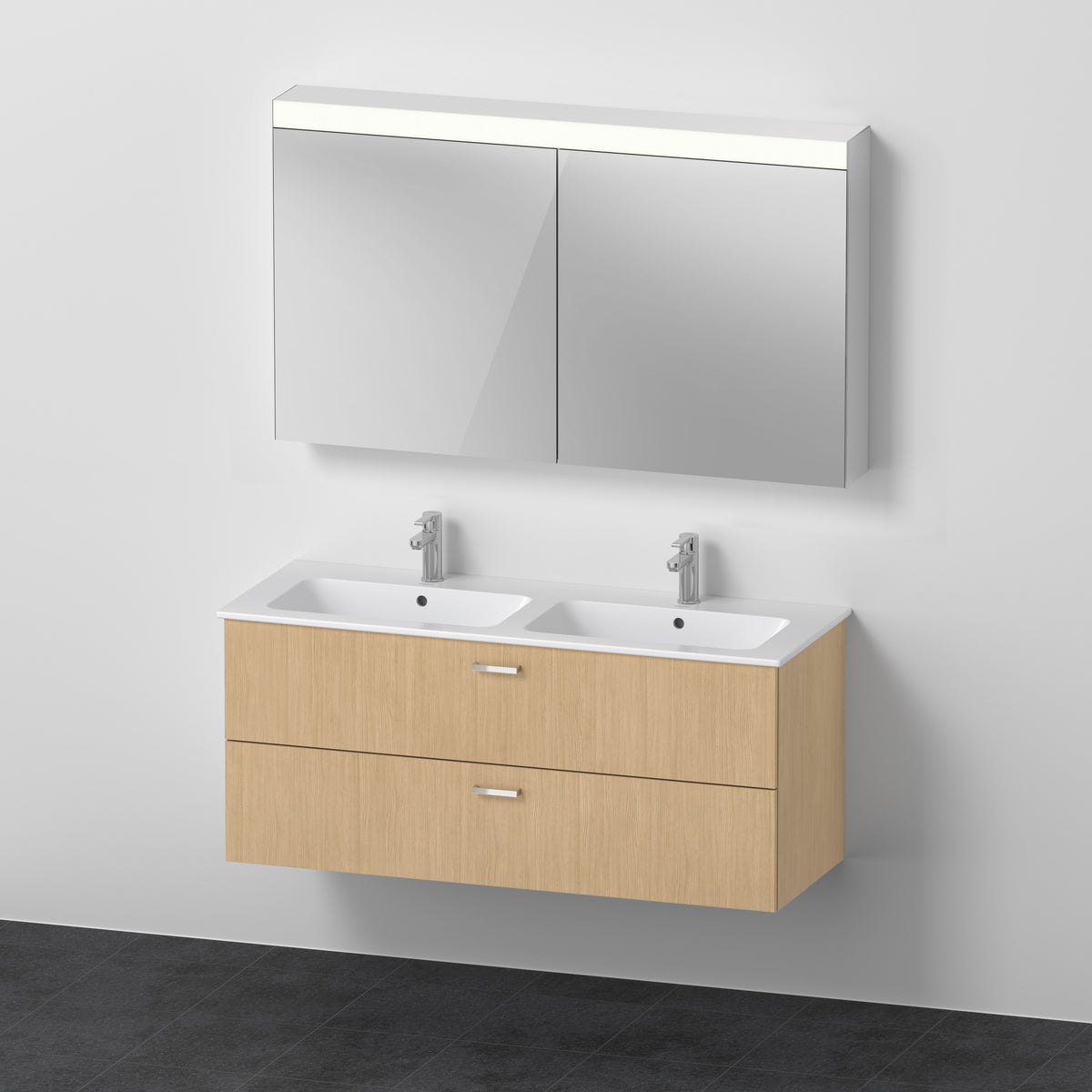Duravit XBase Waschtisch und Unterbau mit Spiegelschrank