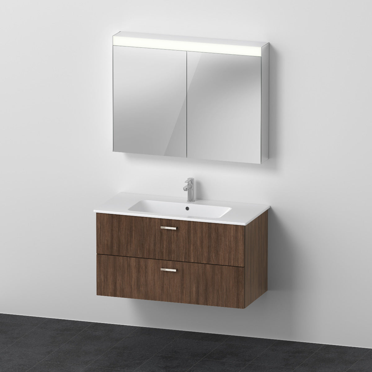Duravit XBase Waschtisch und Unterbau mit Spiegelschrank