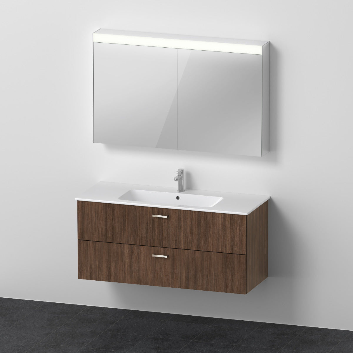 Duravit XBase Waschtisch und Unterbau mit Spiegelschrank