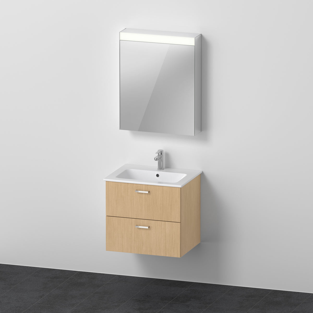 Duravit XBase Waschtisch und Unterbau mit Spiegelschrank