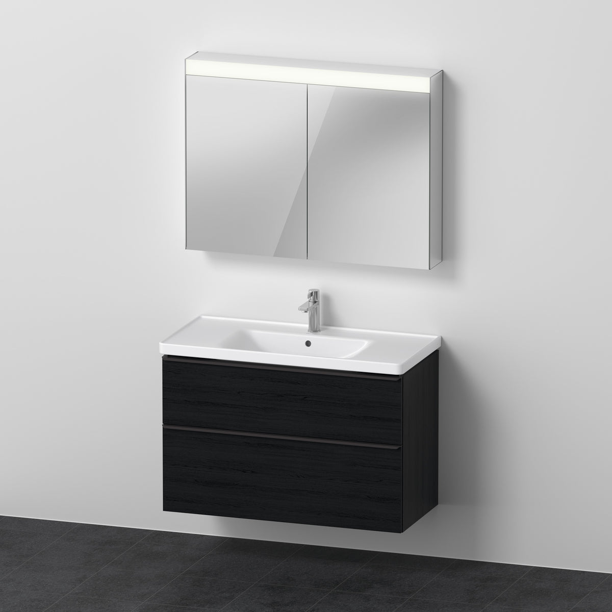 Duravit D-Neo Waschtisch mit Unterbau und LED-Spiegelschrank