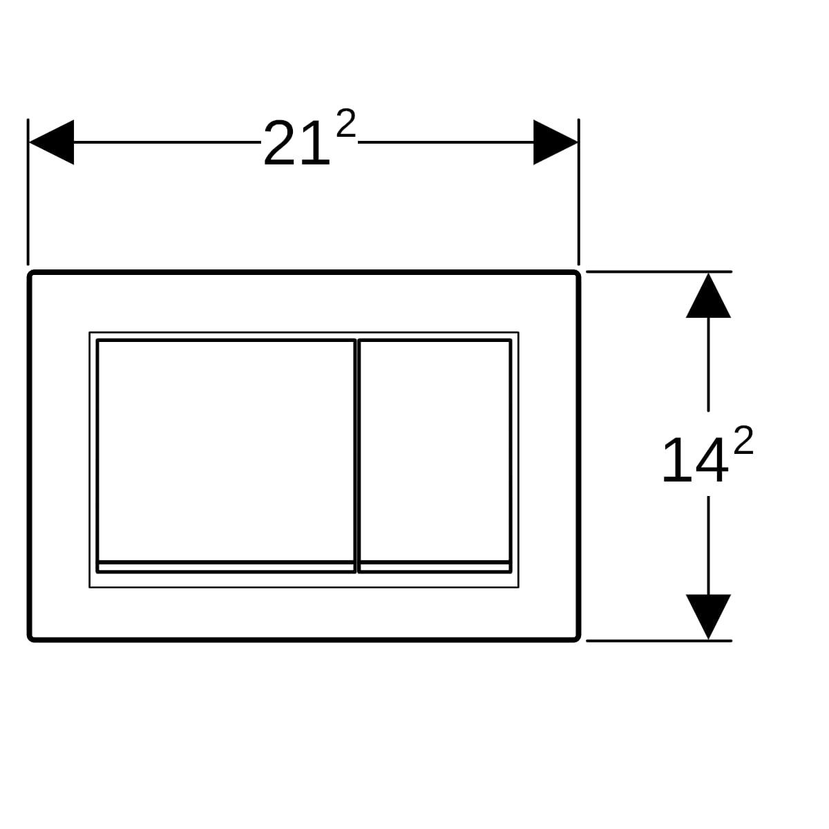 Geberit Betätigungsplatte OMEGA20 square für 2-Mengen Spülung
