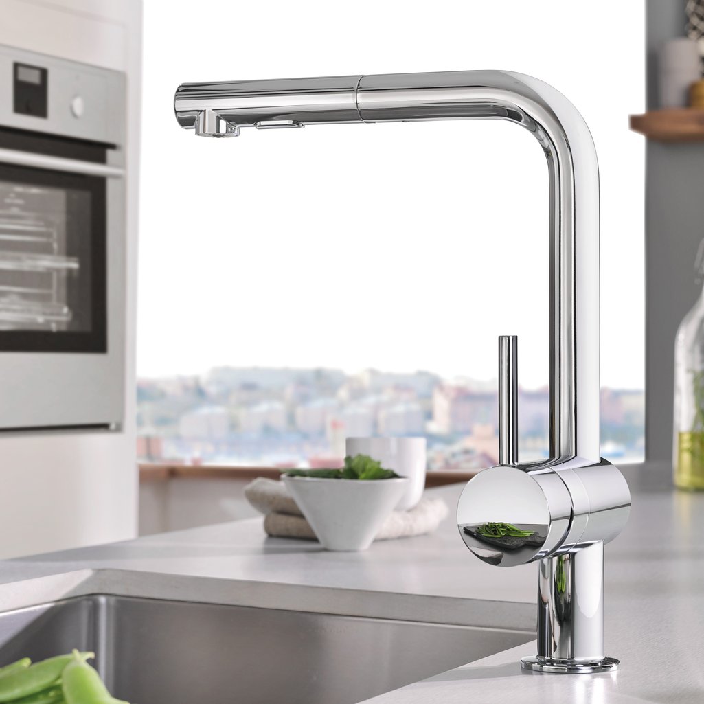 Grohe Minta Küchenarmatur Niederdruck hoher Auslauf ausziehbar