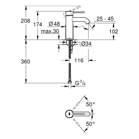 Grohe Essence S-Size Einhebel Waschtischarmatur