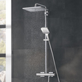 GROHE Duschsystem Rainshower SmartActive 310 26649, mit Thermostatbatterie, Wandmontage, Kopfbrause Cube, Handbrause Cube 26550000, chrom