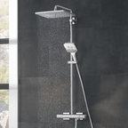 GROHE Duschsystem Rainshower SmartActive 310 26649, mit Thermostatbatterie, Wandmontage, Kopfbrause Cube, Handbrause Cube 26550000, chrom