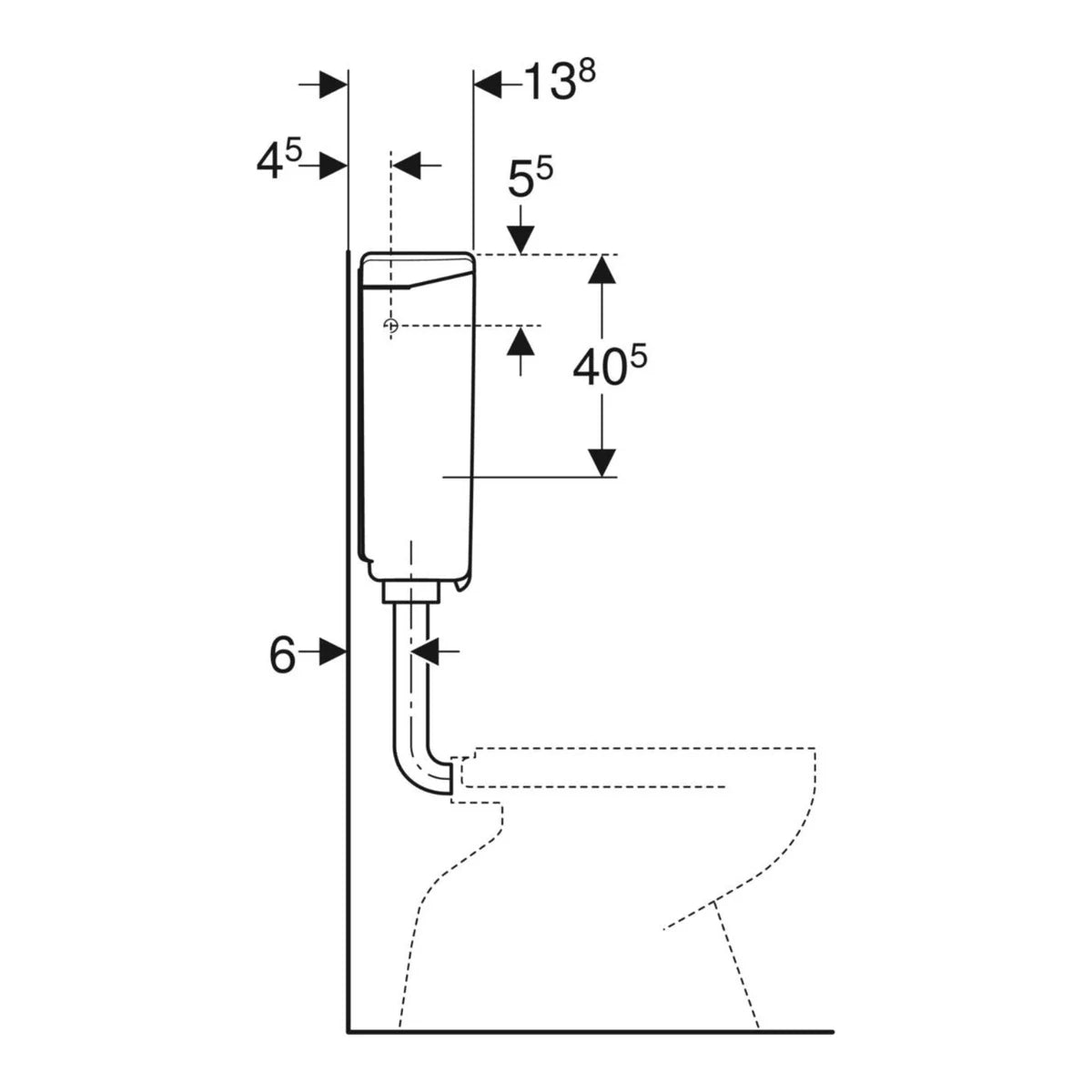 Geberit AP140 Aufputz-Spülkasten für 2-Mengen Spülung 3 Anschlüsse