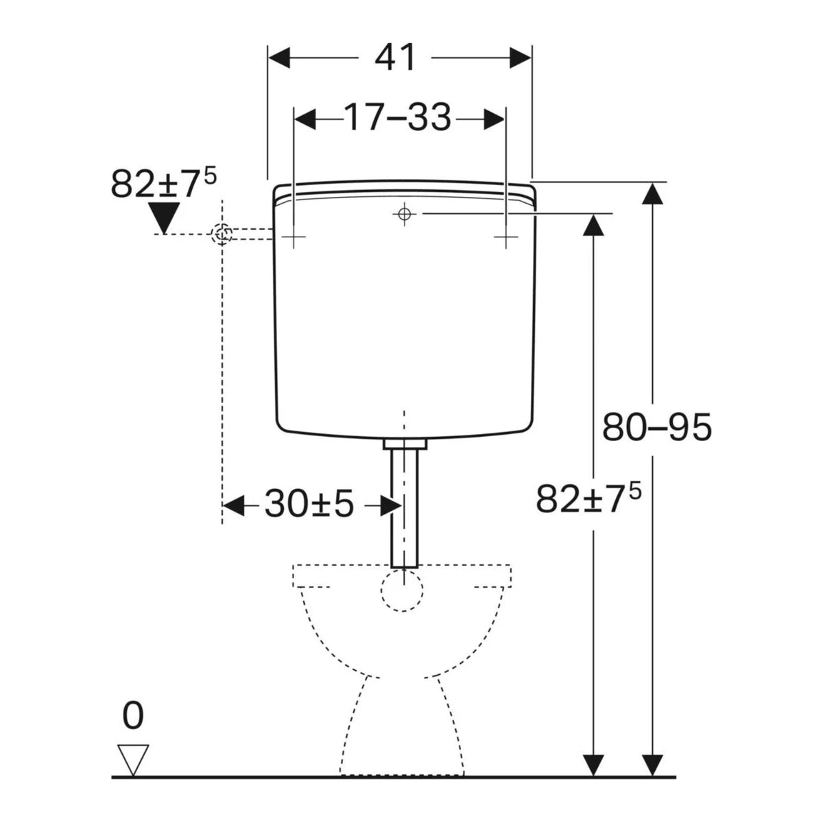 Geberit AP140 Aufputz-Spülkasten für 2-Mengen Spülung 3 Anschlüsse