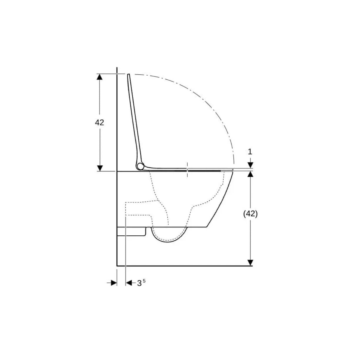 Geberit Smyle Square Wand-WC Tiefspüler rimfree mit Deckel