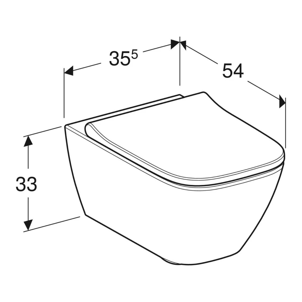 Geberit Smyle Square Wand-WC Tiefspüler rimfree mit Deckel
