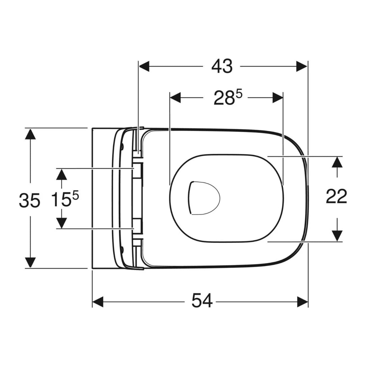 Geberit Smyle Square Wand-WC Tiefspüler rimfree mit Deckel