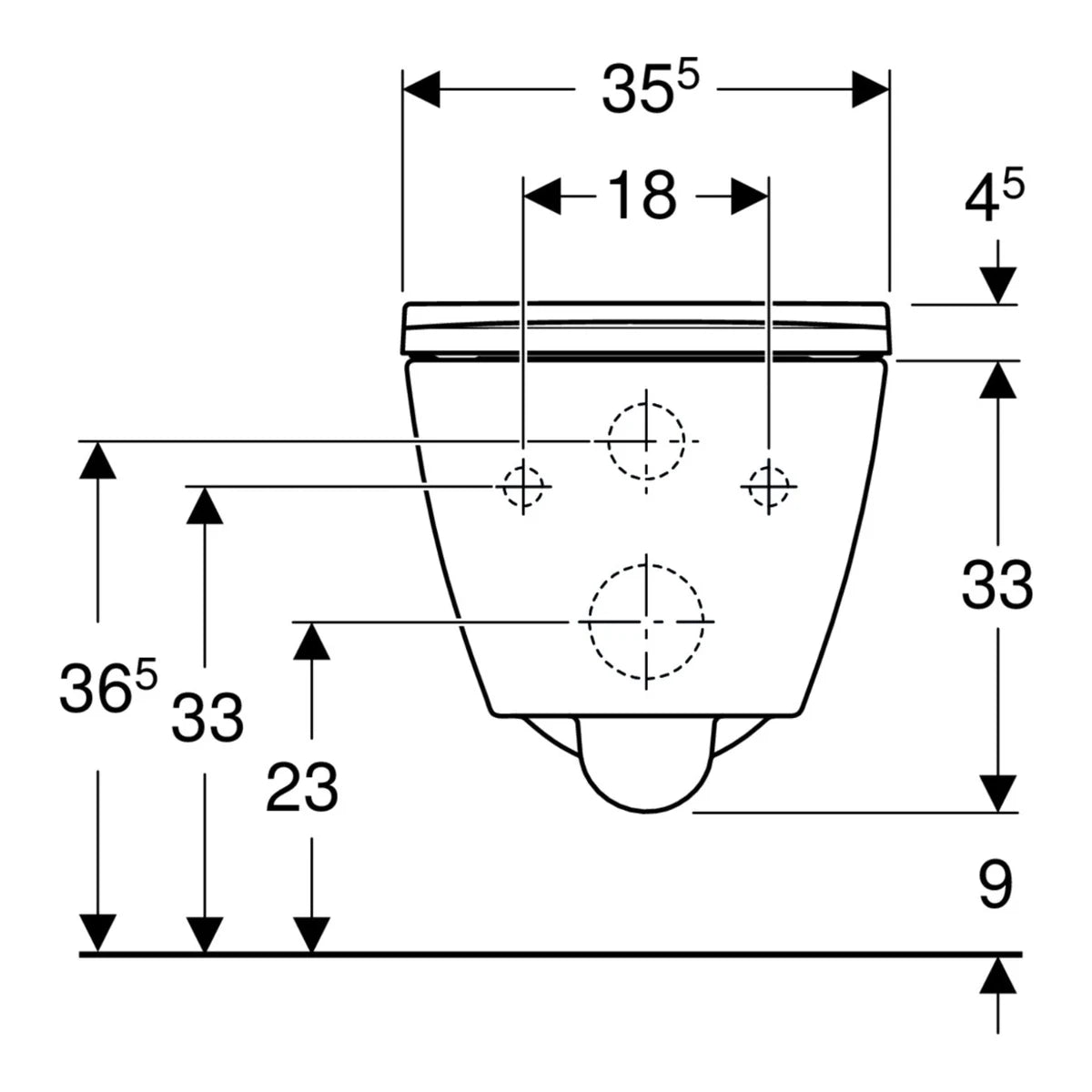 Geberit Smyle Square Wand-WC Tiefspüler rimfree mit Deckel