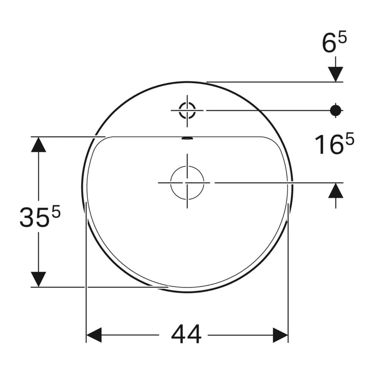 Geberit VariForm Einbauwaschtisch rund von oben