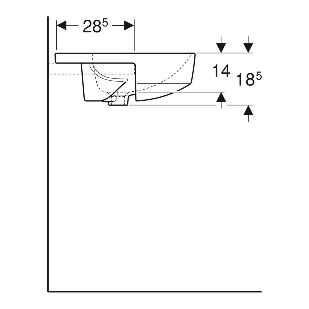 Geberit VariForm Halb-Einbauwaschtisch von oben