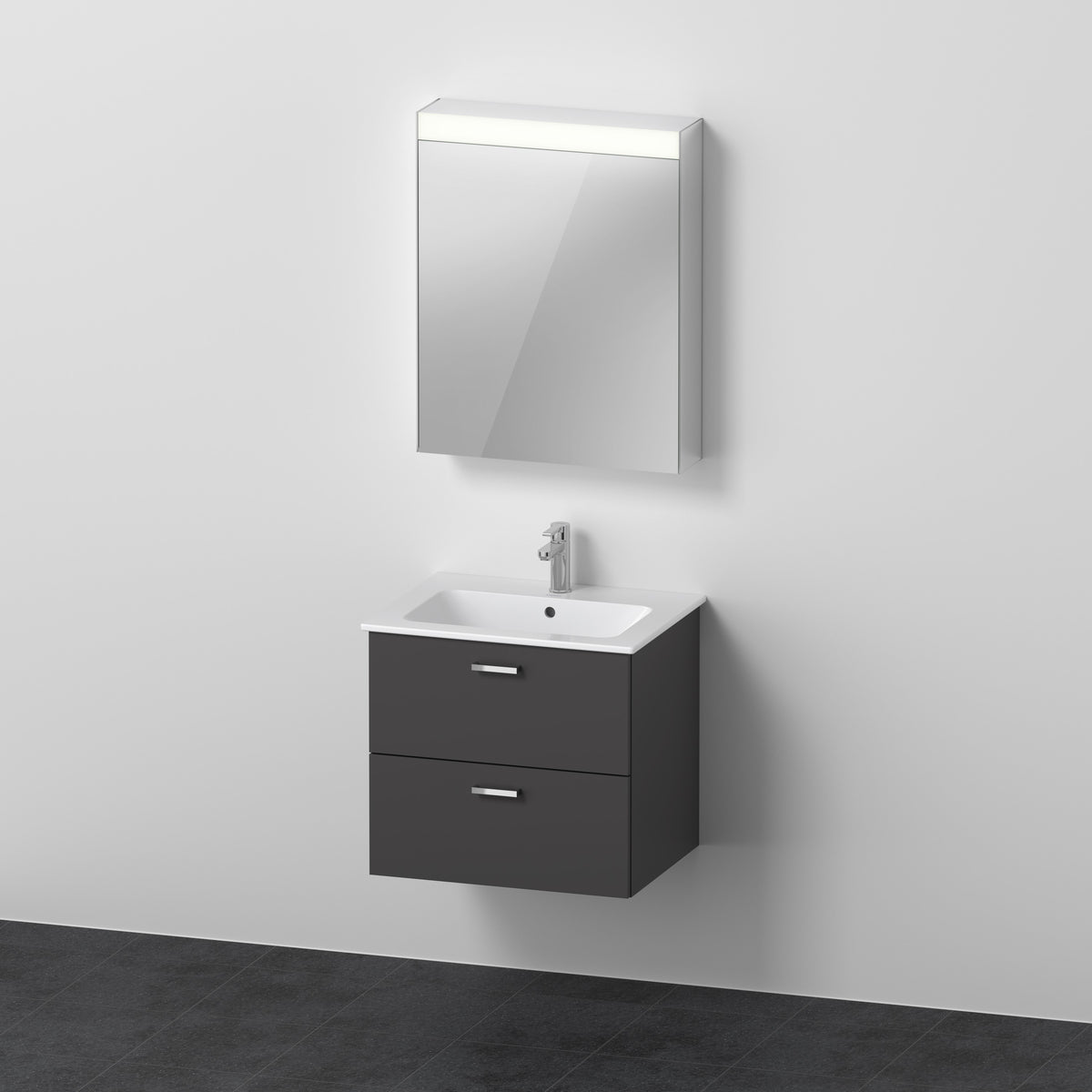 Duravit XBase Waschtisch und Unterbau mit Spiegelschrank